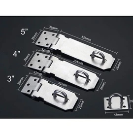1 Pc Stainless Steel Padlock Hasp, 3" / 4" / 5" Black Heavy Duty Hasp and Staple Sets, Door Lock Bolt Security Hasp Lock Padlock Staple Shed Clasp Door Clasp