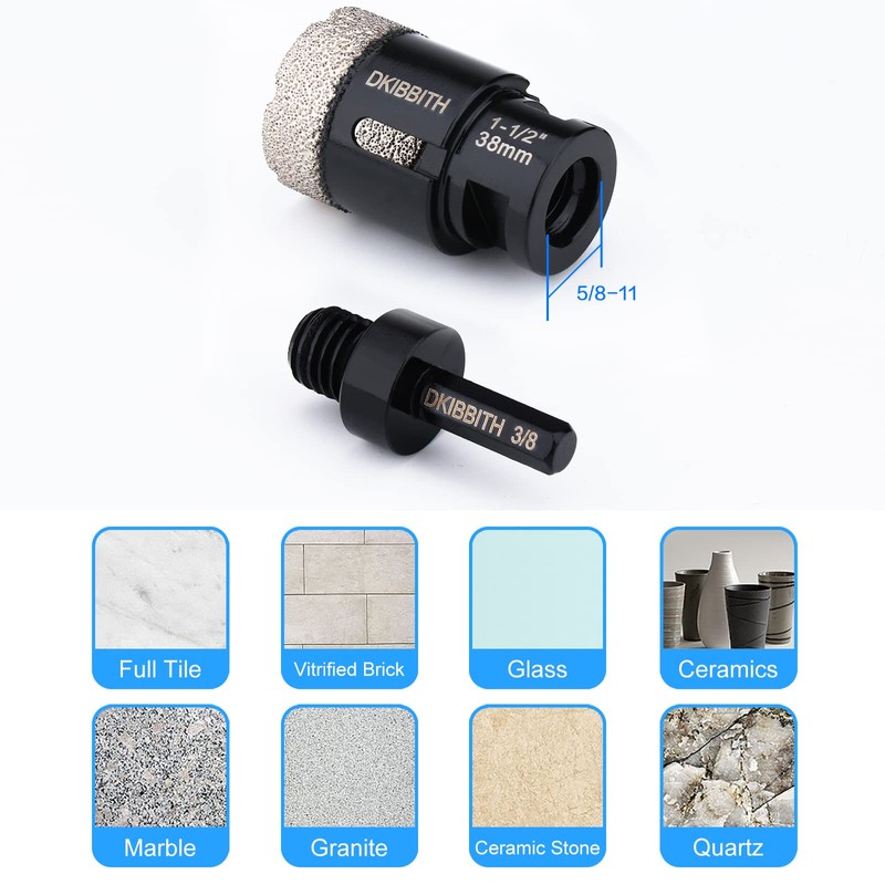 Dry Diamond Core Drill Bits 1-1/2 Inch Tile Hole Saws