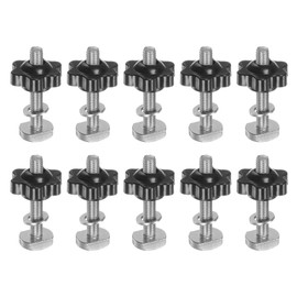 QUARKZMAN Set of 10 T-track Bolt Knob Kit M6 x 40 mm Threaded Bolts M6 x 25 mm Hex Hand Nut Clamping Knob with Washer for Woodworking Gauges and Fixtures, Black