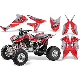 AMR Racing ATV Graphics kit Sticker Decal Compatible with Honda 450 TRX/R 2004-2016 Quad - T-Bomber Red