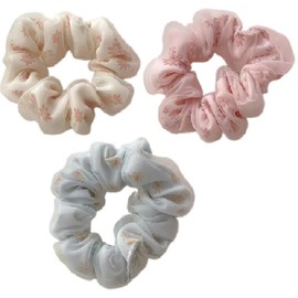 Daisy Hair Elastics for Women Organza Hair Scrunchies with Daisy Flower Bands for Thick Hair Styling Accessories 3 Pcs (Style1, One size)