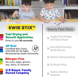 Kwik Stix Solid Tempera Paint Sticks – 12 Pack of Light Blue – Same Color Washable, Quick Dry, ASTM Certified, Non-Toxic, Allergen-Free Kids & Toddler Art Supplies for Home, School & Crafts