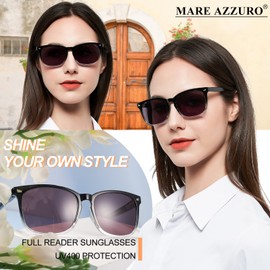 MARE AZZURO Reader Sunglasses 2.5 Women Outdoor Sun Reading Glasses 1.00 1.25 1.50 1.75 2.00 2.25 2.50 2.75 3.00 3.50 4.00 (Black+clear, 250)