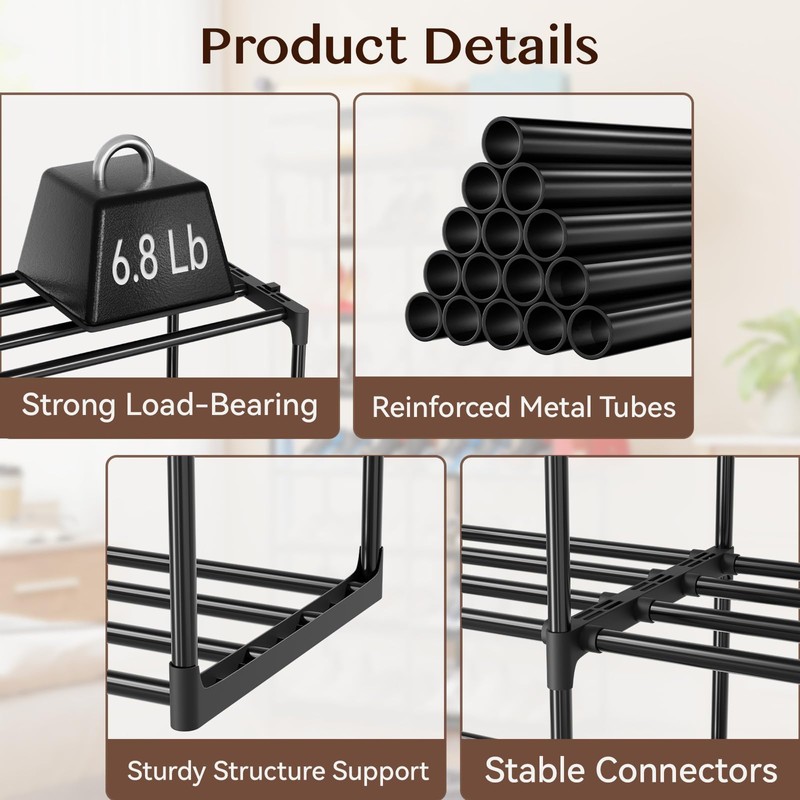 SUFAUY 8 Tier Metal Shoe Rack 40 Pairs, Large Capacity