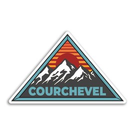 2 x 10cm Wide Courchevel Vinyl Stickers - France French Mountains Ski Travel Holiday Sticker #77424
