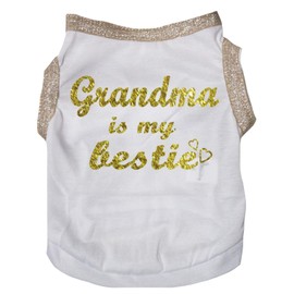Petitebella Grandma is My Bestie Camisa para perro cachorro blanco (blanco, XXL)