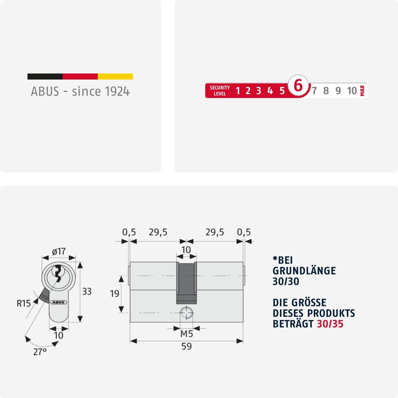 ABUS 1054 C 73 N 30 Profile Cylinder, 08206 1