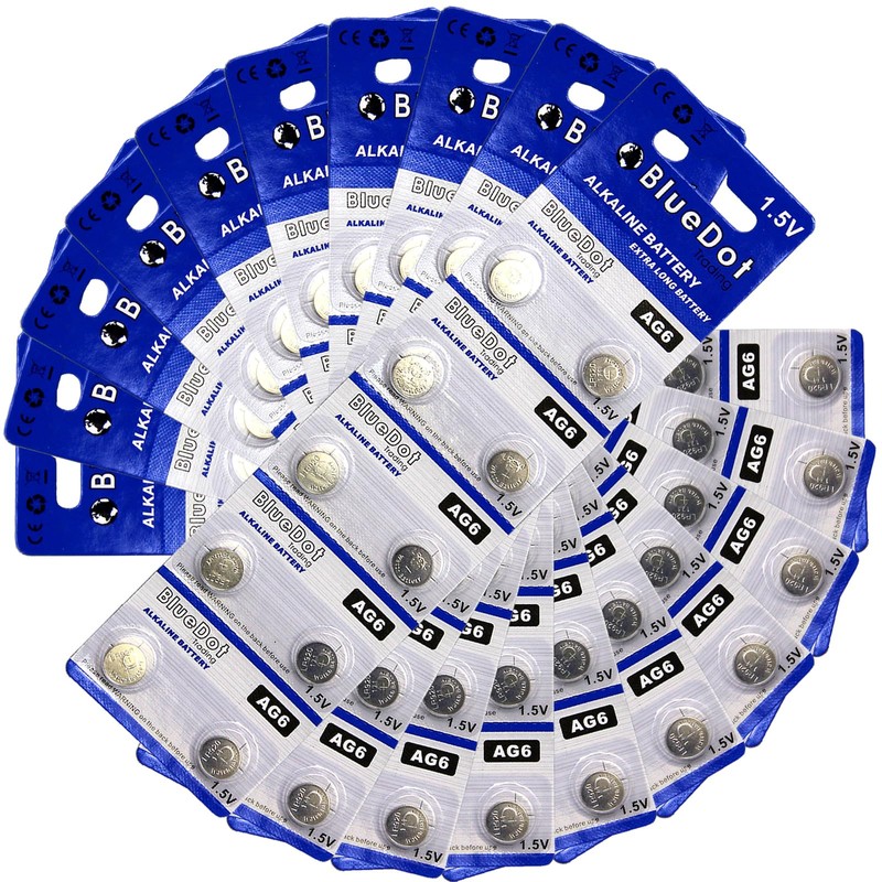 BlueDot Trading AG6 1.5 Volt Alkaline Button Cell Batteries for