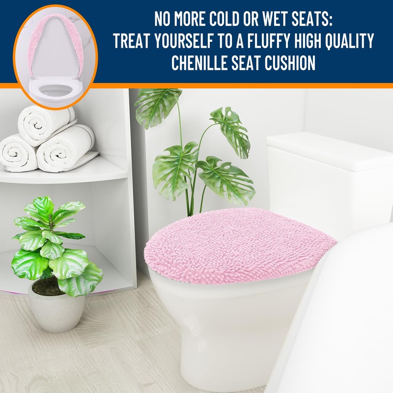 OLANLY Soft Chenille Bathroom Toilet Lid Cover, Machine Washable Seat