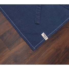 AMOUR INFINI Cotton Solid Aprons for Women with Pockets Adjustable Strap & Waist Ties Washed Apron for Baking, Cooking, Gardening (27.5x33 Inches - Blue)