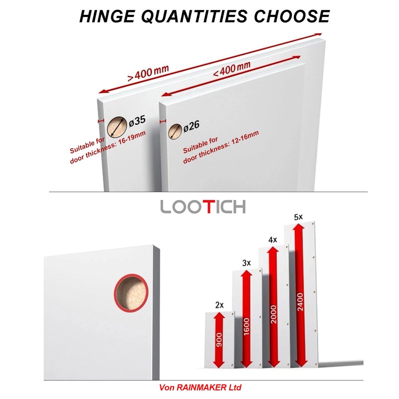 LOOTICH 110 Deg Kitchen Units Concealed Cabinet Door Mute Hinges
