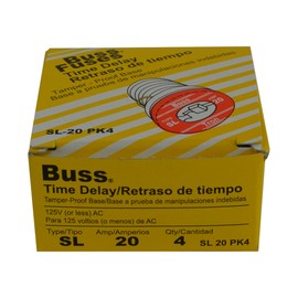 Bussmann SL-20PK4 20 Amp Time Delay Loaded Link Rejection Base Plug Fuse, 125V UL Listed, 4-Pack