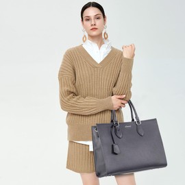 LOVEVOOK Laptop Bag for Women 15.6 Inch Laptop Tote Bag Waterproof Work Bag Computer Bag Leather Briefcase Business Office Bag Large Capacity Handbag Shoulder Bag