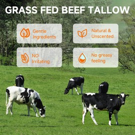 Tallow Sunscreen, Sunscreen for Face, Beef Tallow for Skin, Reef Safe Travel Sunblock Grass-Fed Natural for All Skin Type Deep Hydration Moisturizing Non Greasy Anti White Cast, 2 Packs