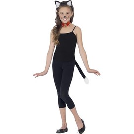 Smiffys Cat Kit, Black with Ears, Collar & Tail, Children's Animal Fancy Dress, Animal Dress Up Accessories