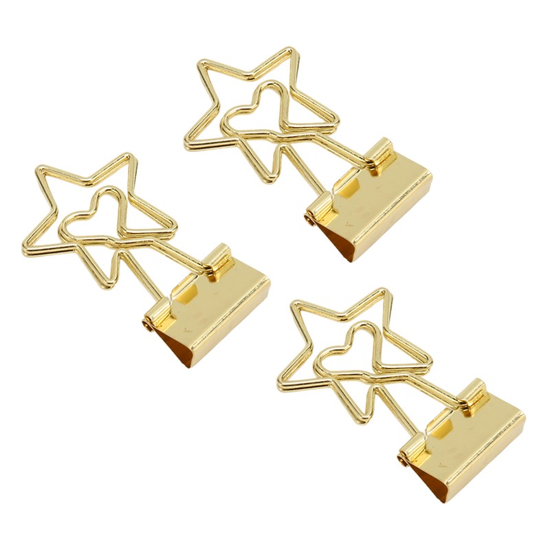 100 Pcs Binder Clips Star Shape Paper Clamps Hollow Long