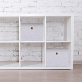 Relaxdays Aufbewahrungsbox, kleine Ordnungsbox aus Stoff, 2er-Set, HBT: 16 x 20,5 x 25 cm, faltbarer Regalkorb, Weiß