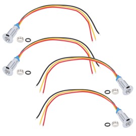 4 Sets PreWired Round LEDs Waterproof 2Color Signal Light Common Anode 8mm 36V(Red and Yellow )
