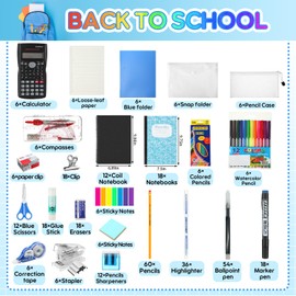 Gilprop 816 Pcs Middle High School Supplies Kit 6 Sets Back to School Supplies for Kids Middle High College Bundle Essential Stuff Bulk Stapler Notebook Calculator for Student Teen Classroom