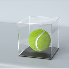 Acrylic Display Case, 4x4x4 Inch Cube Acrylic Boxes for Display, Clear Display Cases with Matte Black Base and Single-Piece Acrylic Box for Softball Collectibles Figurines Mini Figures