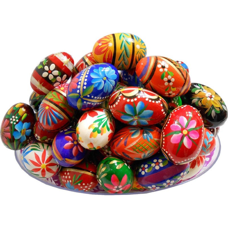 Polish Easter Handpainted Wooden Eggs (Pisanki), Set of 6 in