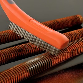 MAXMAN Wire Brush Set, Heavy Duty Stainless Steel and Carbon Steel Wire Brushes for Cleaning Rust, Grill, Dirt, Paint Removal, Welding, Stiff Bristle Metal Brush with 10" Plastic Handle, Large, 2Pcs