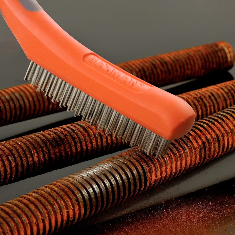 MAXMAN Wire Brush Set, Heavy Duty Stainless Steel and Carbon