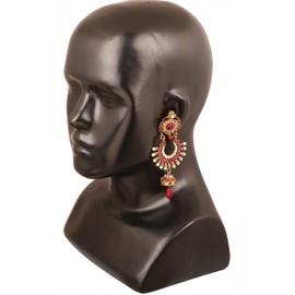 Touchstone Indian Bollywood wide magical jhumki wedding jewelry earrings in antique gold tone for women