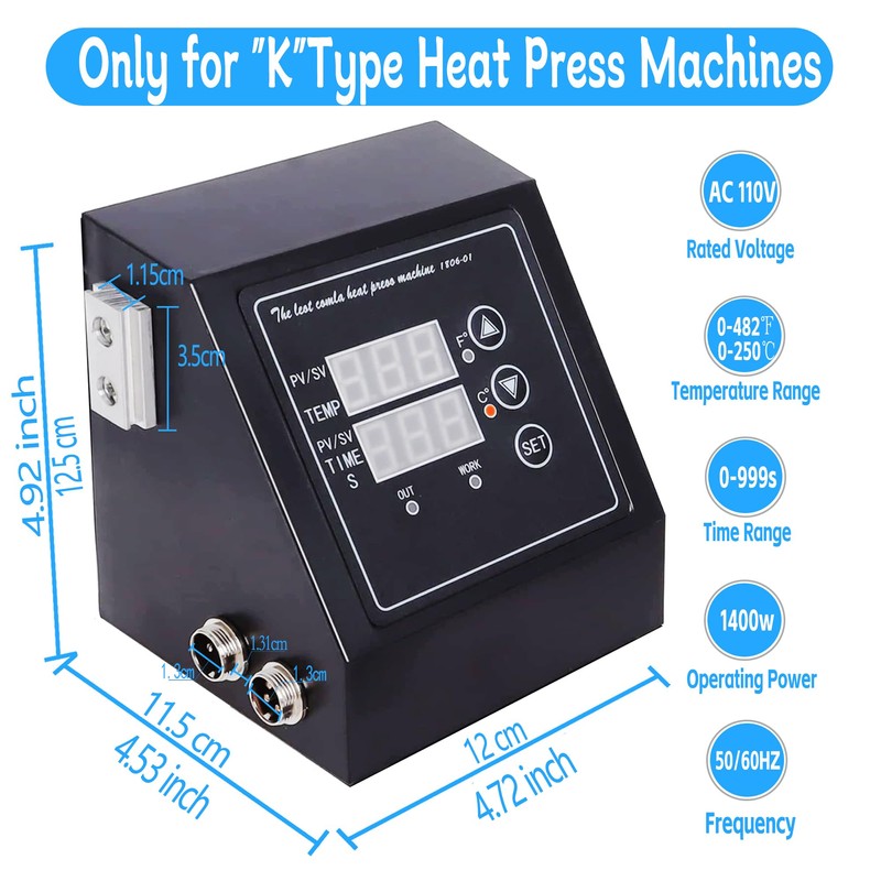 K Type Heat Press Control Box,Replacement Parts for 15x15 Heat