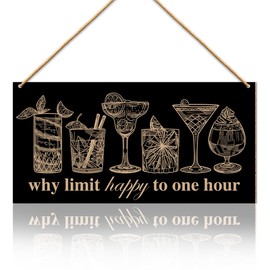 Funny Bar Sign Decorations for Home Wall, Home Bar Signs Decor, Bar Club Pub Garage Wall Decor, Bar Gifts for Men Cave Women Bartender, Kitchen Dinning Room Bar Cart Decor, Why Limit Happy to One Hour