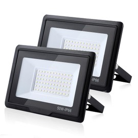 treoir LED Outdoor Spotlight, 50 W, Super Bright 5000 lm LED Outdoor Spotlight, 6000-6500 K, Cool White LED Floodlight, IP66 Waterproof LED Floodlight for Garden, Garage, Backyard, Sports Field (2