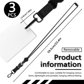 BangBoom 3 Pack Breakaway Lanyards, Adjustable Woven Badge Holder String with Detachable Buckle & Clip, Heavy Duty Keychain Necklace for ID Women Men Keys Cruise Ship Card (Black)