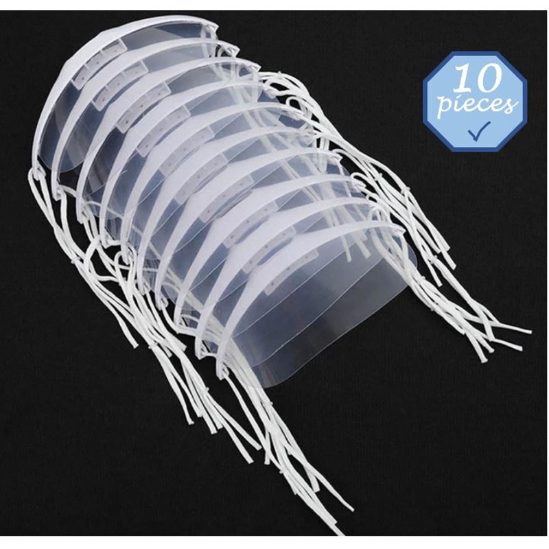 Mouth Shield, Face Shield, Clear Anti-Fog, Adjustable Elastic Strap. PVC