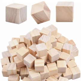 100pcs Small Wooden Cubes, Wooden Blocks for Craft, Natural Unfinished Pine Wood Blocks, Square Wooden Birch Blocks, Kids Educational Craft Cubes for DIY, Stamps, Art Crafts, Puzzles, Numbers