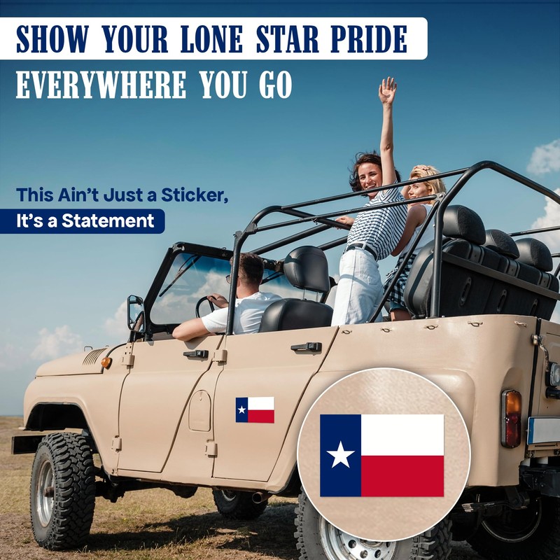 Sticky Expressions | 8 Pcs Texas Flag Sticker – Two