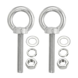 PATIKIL M12 x 60 mm Lifting Shoulder Eye Bolt, Pack of 2 304 Stainless Steel Threaded Eyelet with Nuts and Washers for Hanging Hammock Items