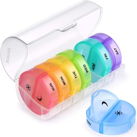 Sukuos 7-Day 2x Pill Organizer, Large Daily Pill Cases for Pills/Vitamins - Clear