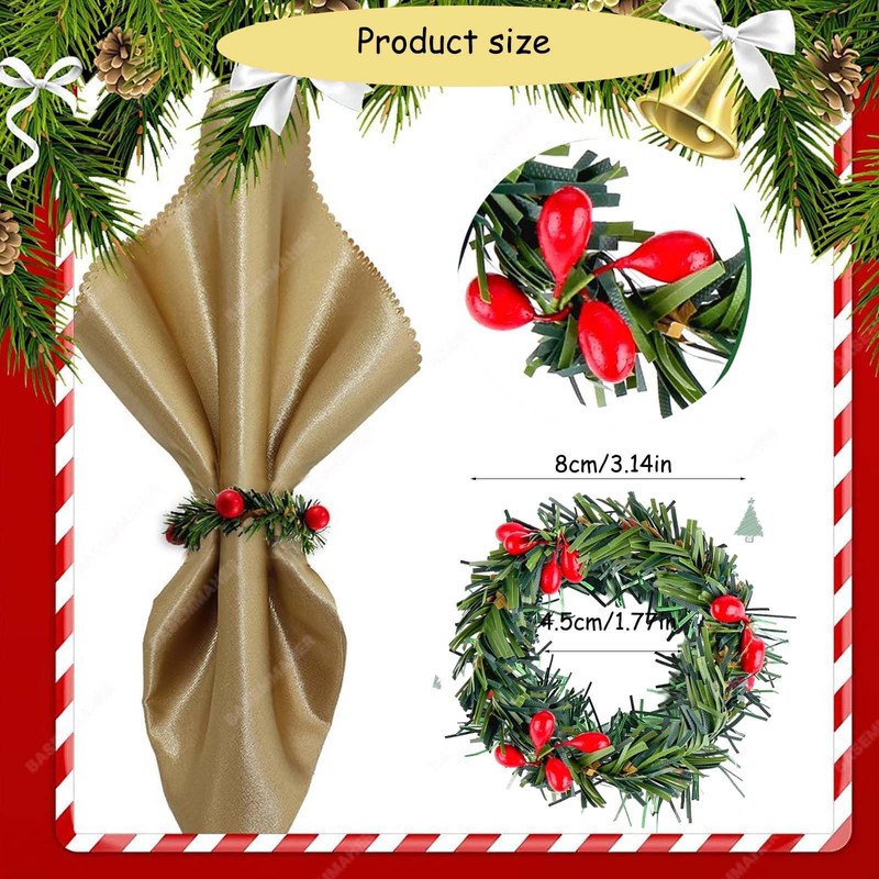 STIFFENERS 20pcs Christmas Napkin Ring,Christmas Dinner Table Decorations,Multipurpose Napkin Rings