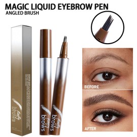 Magic Liquid Eyebrow Pen & Angled Brush Pencil - Waterproof, Long-Lasting For Natural Full Brows (03 Espresso）