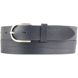 BELTINGER Women's Belt Made of Full Cowhide Leather 3 cm Leather Belt for Women 30 mm Chino Belt with Round Belt Clasp, Navy, Silver, 90 cm (Gesamtlänge 105 cm)