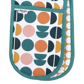 Retro Spot Recycled Cotton Double Oven Gloves - Teal