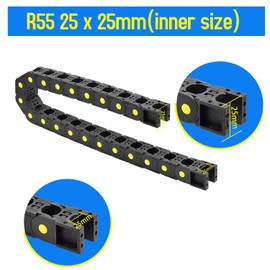 Qimoo 39.3 inch Plastic Drag Chain Cable Carrier, 1m Open Type Wire Drag Chain Cable Carrier R55 25x25 Cable Drag Chain for CNC Router Electronic Industrial Machine