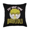 Green Goodness Broccoli Eat Your Damn Broccoli Throw Pillow, 18x18,