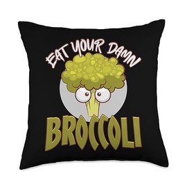Green Goodness Broccoli Eat Your Damn Broccoli Throw Pillow, 18x18, Multicolor