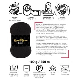 Baby Yarn #3 Light Worsted DK Anti-Pilling Acrylic Yarn for Knitting and Crochet (3 Pack, 940 Black)