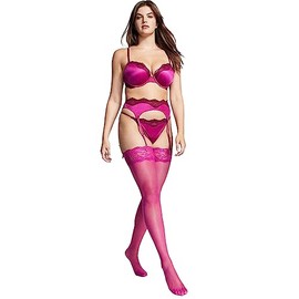 Victoria's Secret Very Sexy Lace Top Thigh High Stockings (as1, alpha, s, regular, regular, Hot Pink)