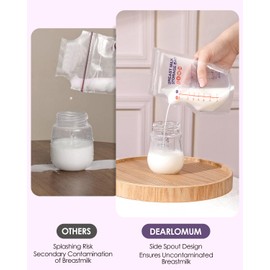 dearlomum dearlomum BPA-Free Breastmilk Storage Bags - 200 Pcs, 8 Ounce, Self-Standing with Pour Spout, Space-Saving Flat Profile, Ideal for Convenient Breastfeeding and Milk Storage, Refrigeration & Freezing