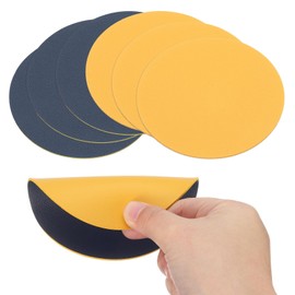 sourcing map Round Drink Coasters, 6Pcs 4"x4" PVC Dual Color Dual Sided Non-Slip Non-Stick Waterproof Leather Coasters for Drinks, Coffee Table, Housewarming Gifts, Home Decor, Blue & Yellow