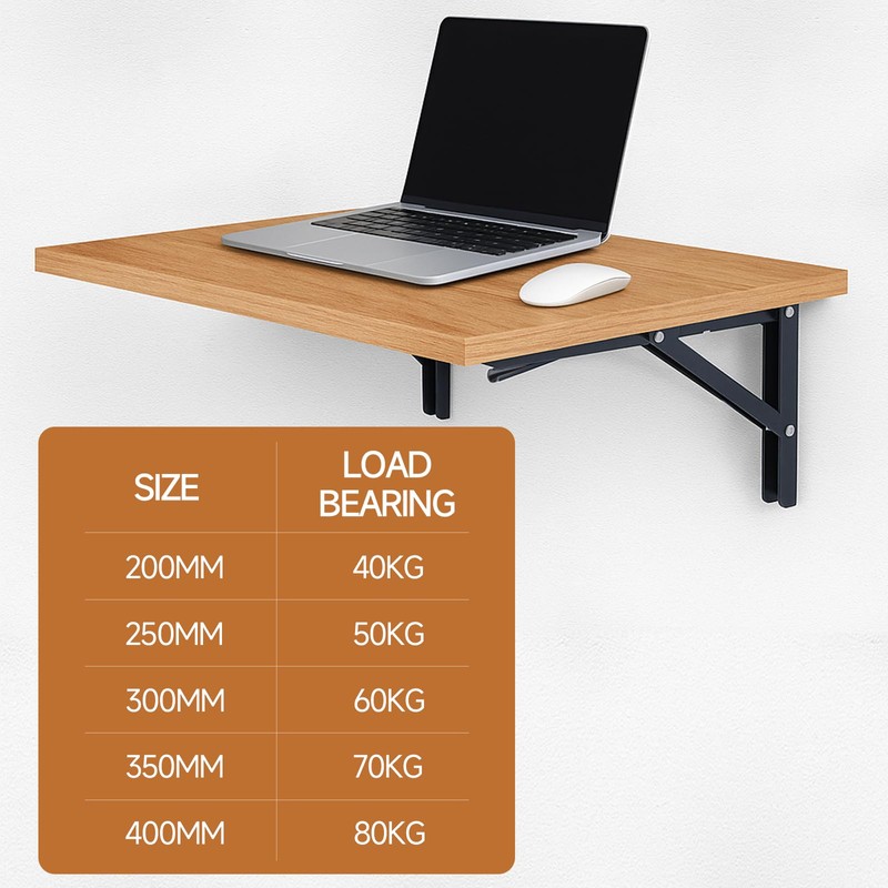 HBL' 2 Pack Folding Shelf Brackets 200MM Heavy Duty Shelf