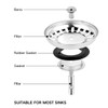 GGTTNRT 2 Pack Kitchen Sink Strainer, Sink Plug Replacement, Stainless